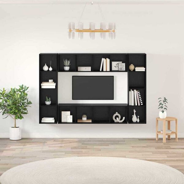 vidaXL TV Cabinet Set 4 pcs Black 37 x 37 x 142.5 cm Engineered Wood