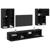 vidaXL TV Wall Cabinet Set with LED Lights with LED 7 pcs Black Oak