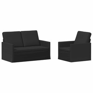 vidaXL Sofa Set 2 pcs Black Fabric
