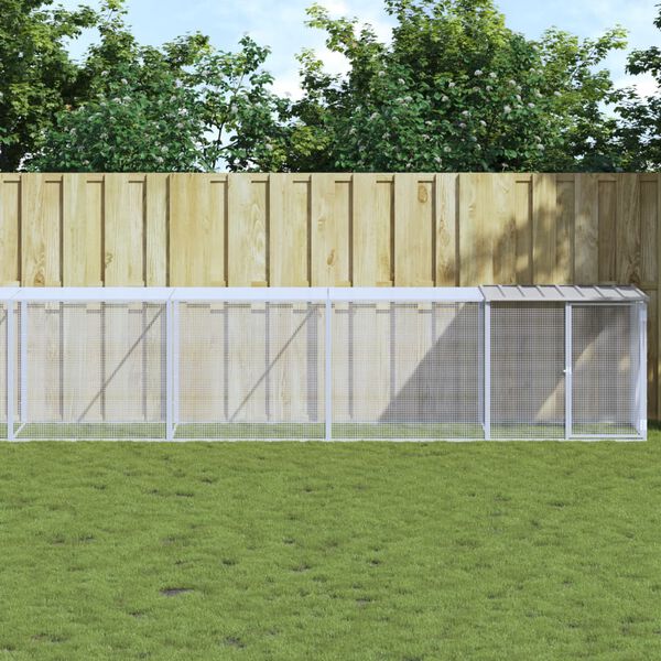 vidaXL Chicken Cage with Roof Light Grey 803x98x90 cm Galvanised Steel