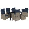 vidaXL Garden Dining Set 7 pcs Grey and Black Rattan