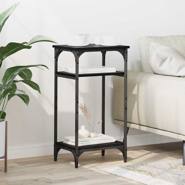 vidaXL Side Table with Shelf Black Oak 40 x 30 x 75 cm Engineered Wood