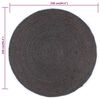 vidaXL Handmade Rug Jute Round 240 cm Dark Grey