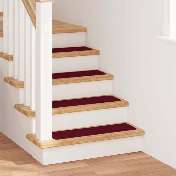 vidaXL Anti-slip Stair Mats 15 pcs Bordeaux 75 x 20 cm PP
