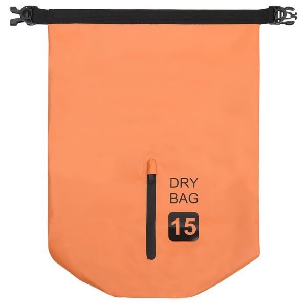 vidaXL Dry Bag with Zipper Orange 15 L PVC