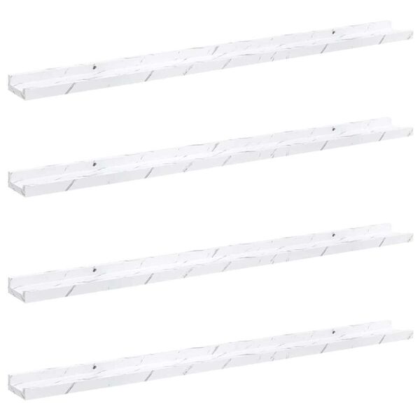 vidaXL Wall Shelf 4 pcs White Marble 100 x 9 x 3 cm Engineered Wood