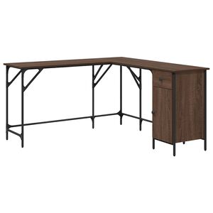 vidaXL Desk Brown Oak 141x141x75 cm Engineered Wood