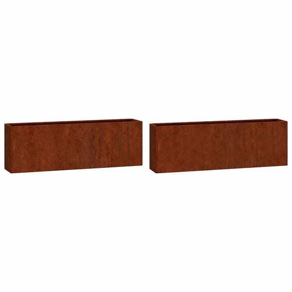 vidaXL Wall Planters 2 pcs Rusty Corten Steel 53x10x17 cm