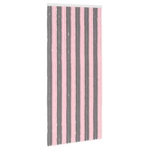 vidaXL Insect Curtain Chenille Silver Grey and Pink 100 x 220 cm