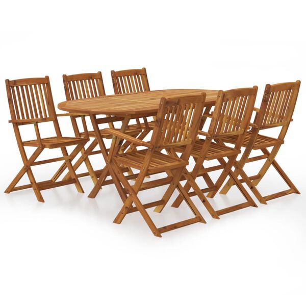 vidaXL 7 Piece Folding Outdoor Dining Set Solid Acacia Wood