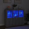 vidaXL Sideboards with LED Lights 3 pcs Grey Sonoma Engineered Wood