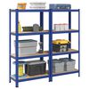 vidaXL 4-Layer Storage Shelves 2 pcs Blue Steel&Engineered Wood