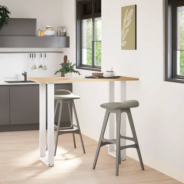 vidaXL Bar Table Legs U-Shaped 2 pcs White 50x(110-111) cm Steel