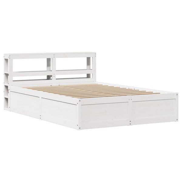 vidaXL Bed Frame with Headboard White 150x200 cm King Size Solid Wood Pine