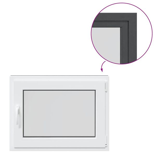 vidaXL Basement Window "RISOR" 80x50 cm Tilt&Turn DIN Right Anthracite