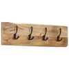 vidaXL Wall-mounted Coat Rack with 4 Hooks Solid Wood Mango
