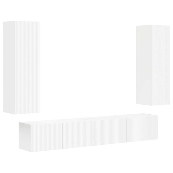 vidaXL TV Cabinet Set Wall-mounted 3 pcs White Engineered Wood