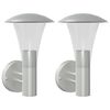 vidaXL Outdoor Wall Lights 2pcs Silver Stainless Steel