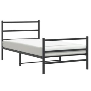 vidaXL Metal Bed Frame without Mattress with Footboard Black 107x203cm