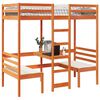 vidaXL Loft Bed Frame with Desk and Chairs Wax Brown 90x200cm Solid Wood Pine
