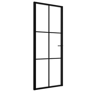 vidaXL Interior Door ESG Glass and Aluminium 76x201.5 cm Black