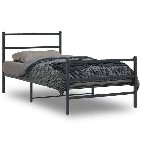 vidaXL Metal Bed Frame without Mattress with Footboard&nbsp;Black 100x190cm