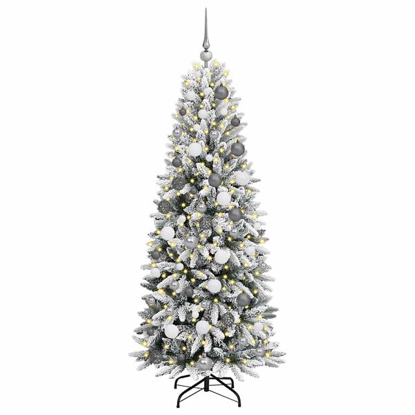 vidaXL Artificial Christmas Tree with 300 LEDs with Stand White 180 cm