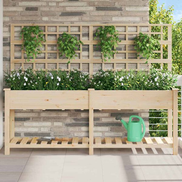 vidaXL Garden Planter Beige 203.5 x 54 x 152.5 cm Solid Fir Wood