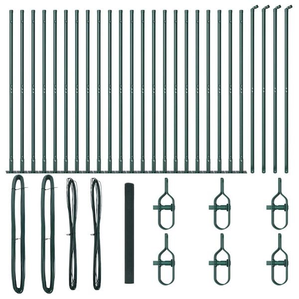 vidaXL Fence Post Green 50 x 1.4 m (16 x 16 mm mesh) Steel and PVC