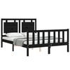 vidaXL Bed Frame without Mattress Black Double Solid Wood Pine