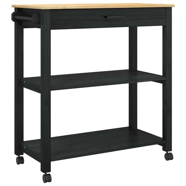 vidaXL Kitchen Trolley Plain Black 88.5 x 40 x 48 cm