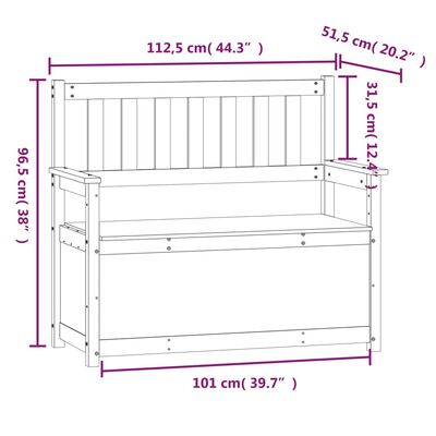 vidaXL Bench 112.5x51.5x96.5 cm Solid Wood Pine