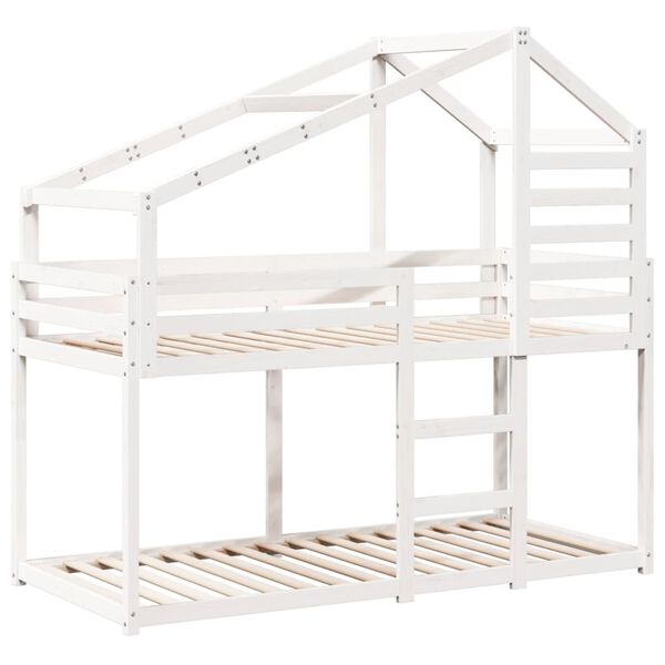 vidaXL Bunk Bed without Mattress White 90x190 cm Single Solid Wood Pine