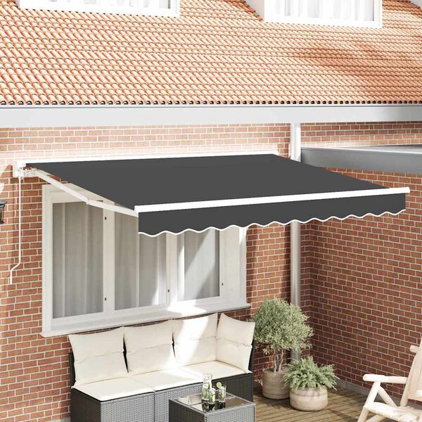 vidaXL Retractable Awning Anthracite 300 x 200 cm Polyester and Metal