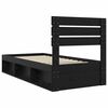 vidaXL Bed Frame with Headboard Black 100 x 200 cm Solid Pine Wood