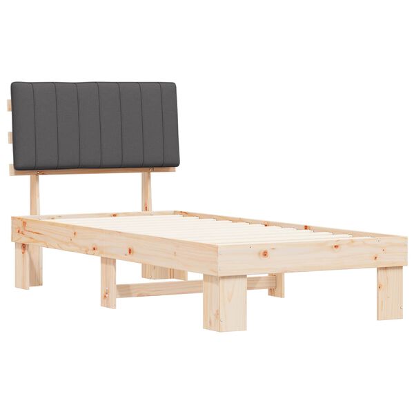vidaXL Bed Frame with Upholstered Headboard Dark Grey 90 x 200 cm