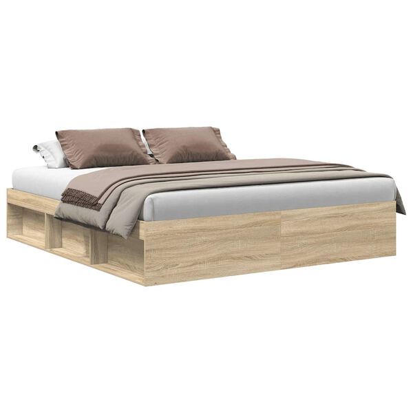 vidaXL Bed Frame without Mattress Sonoma Oak 200x200 cm
