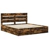 vidaXL Bed Frame with Drawer Smoked Oak 180 x 200 cm Engineer Wood