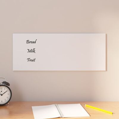 vidaXL Wall-mounted Magnetic Board White 50x20 cm Tempered Glass