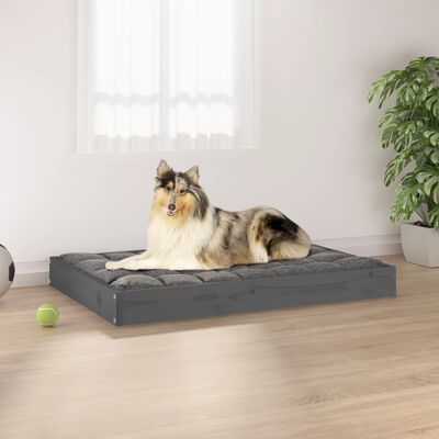 vidaXL Dog Bed Grey 91.5x64x9 cm Solid Wood Pine