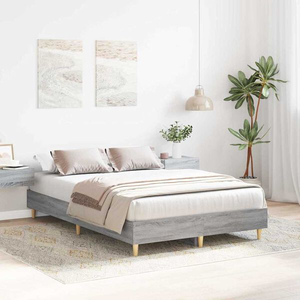 vidaXL Bed Frame Grey Sonoma 193 x 123 x 25 cm Engineered Wood