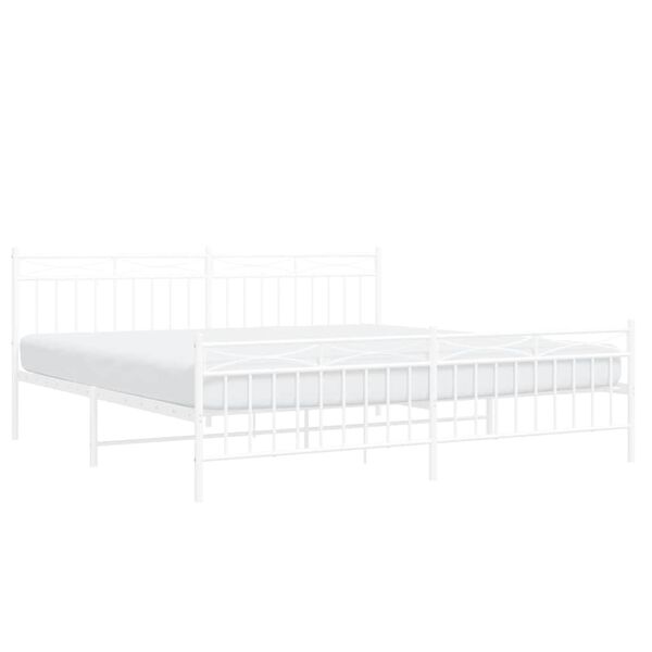 vidaXL Metal Bed Frame without Mattress with Footboard White 193x203cm