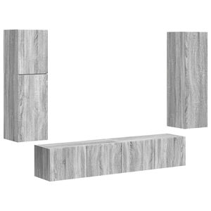 vidaXL TV Cabinet Set Wall-mounted 4 pcs Grey Sonoma Engineered Wood