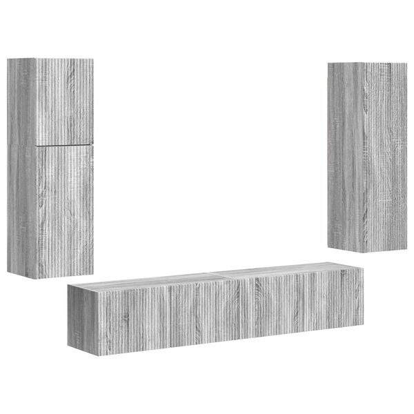 vidaXL TV Cabinet Set Wall-mounted 4 pcs Grey Sonoma Engineered Wood