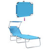 vidaXL Sun Lounger Folding 2-person 2 pcs Blue 58 x 188 x 77cm Fabric