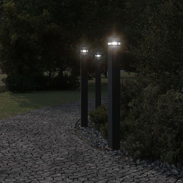 vidaXL Outdoor Floor Lamps 3pcs Black 110 cm Aluminium