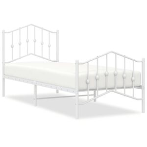 vidaXL Metal Bed Frame without Mattress with Footboard White 80x200cm