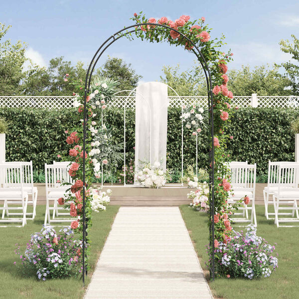 vidaXL Garden Arch Floral Black 115 x 37 x 231 cm