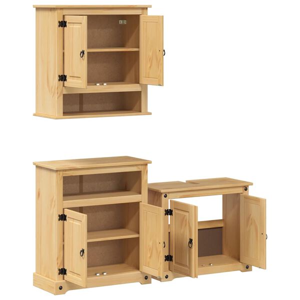 vidaXL 3 Piece Bathroom Furniture Set Corona Solid Wood Pine