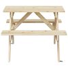 vidaXL Picnic Table for 4 Kids with Umbrella Hole Solid Wood Fir